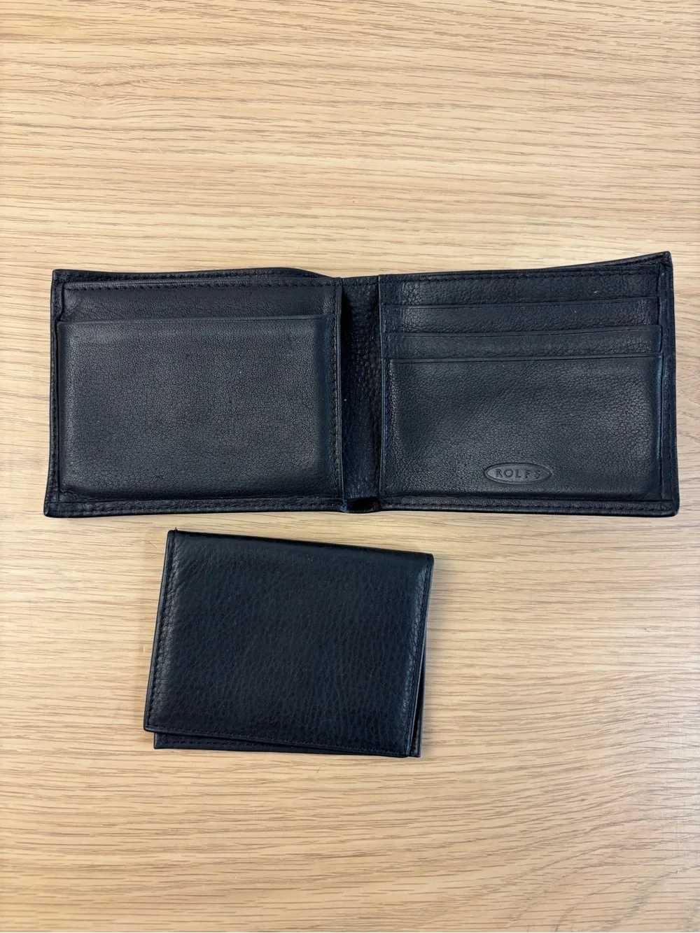 ROLFS Classic Black Leather Bifold Wallet - Men's Accessory